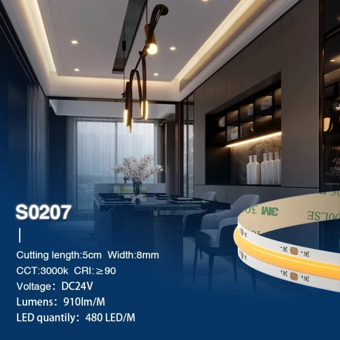 COB 3000K Ra90 IP20 140 ° 11W / m COB LED Strip-Cove Lighting-STL002-7