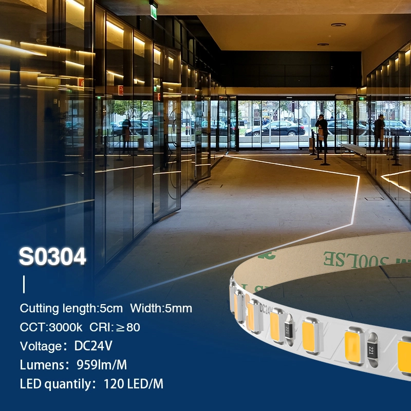 SMD 2835 3000K Ra80 IP20 8W/m 120LEDs/M LED Strip-Long LED Light Strips--S0304