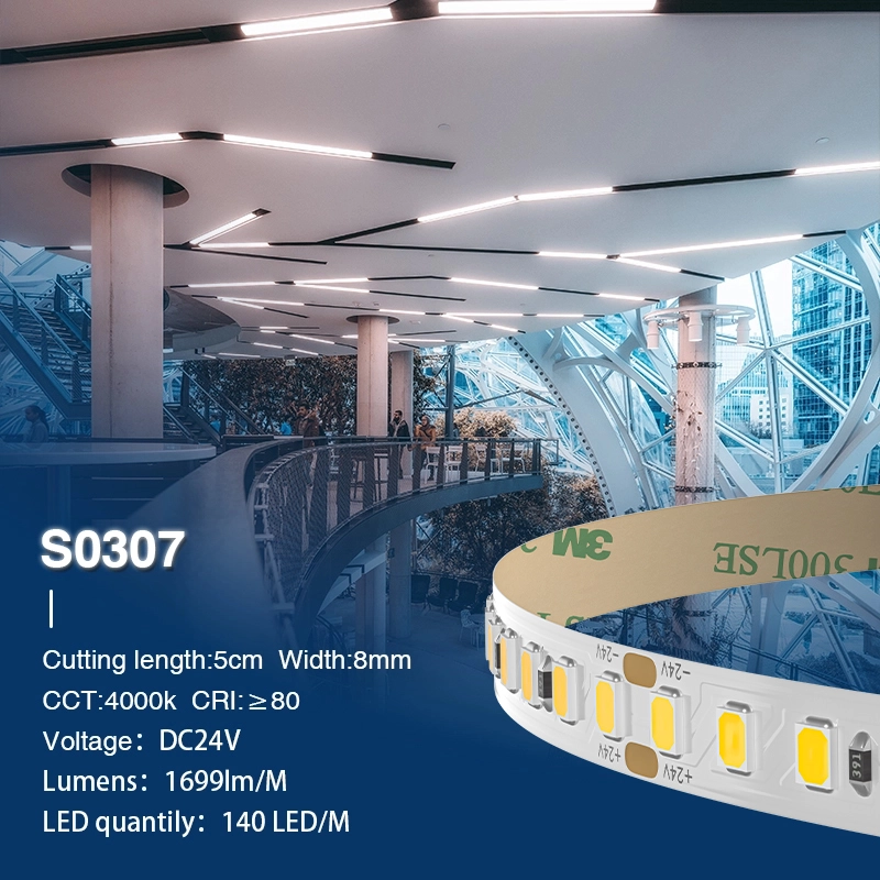 SMD 2835 4000K Ra80 IP20 12W/m 140LEDs/M LED İşıq Şeridi-Ağ LED Şerit İşıqları--S0307