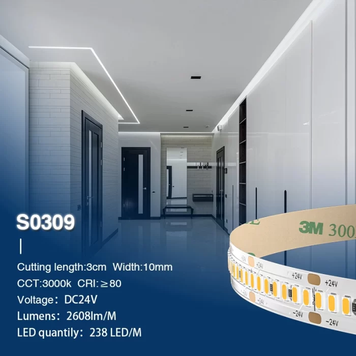 SMD 2835 3000K Ra80 IP20 20W/m 238LEDs/M LED Strip Lights-Cove Lighting--S0309