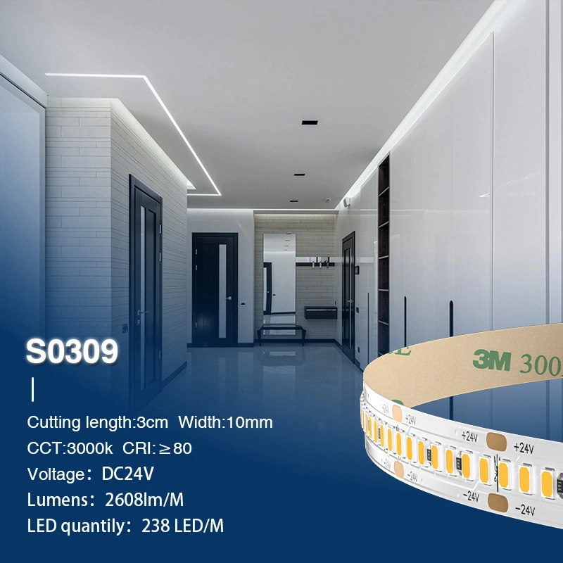 SMD 2835 3000K Ra80 IP20 20W/m 238LED/M چراغ های نواری LED-نورپردازی Cove--S0309