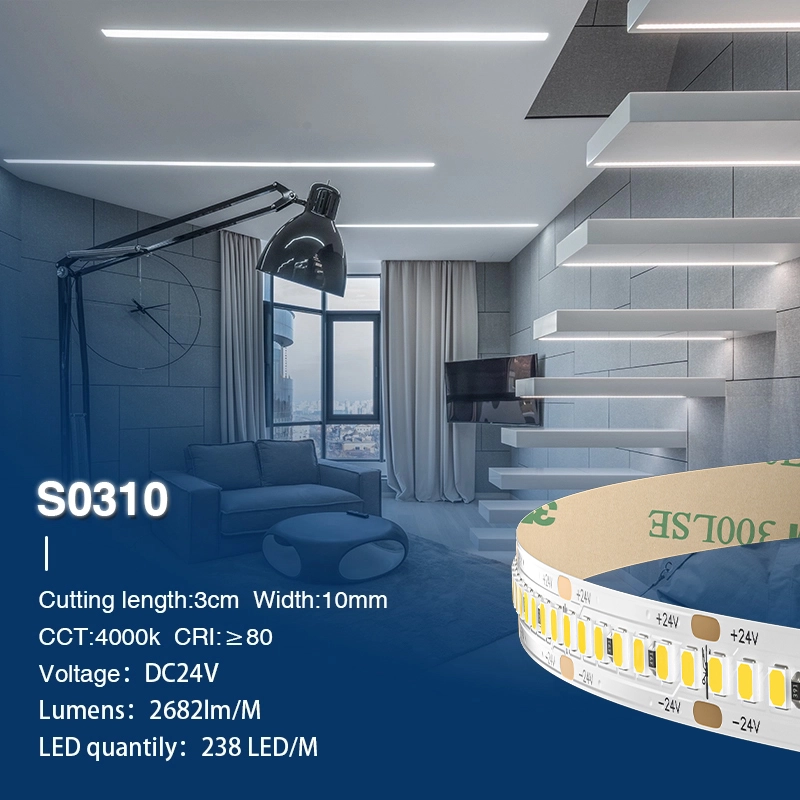 SMD 2835 4000K Ra80 IP20 20W/m 238LEDs/M LED Strip-Under Shelf LED Strip Lighting--S0310