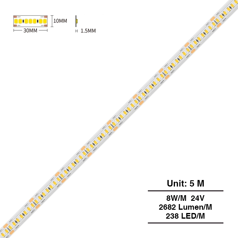 SMD 2835 4000K Ra80 IP20 20W/m 238LEDs/M نوار LED-روشنایی قفسه کتاب--S0310