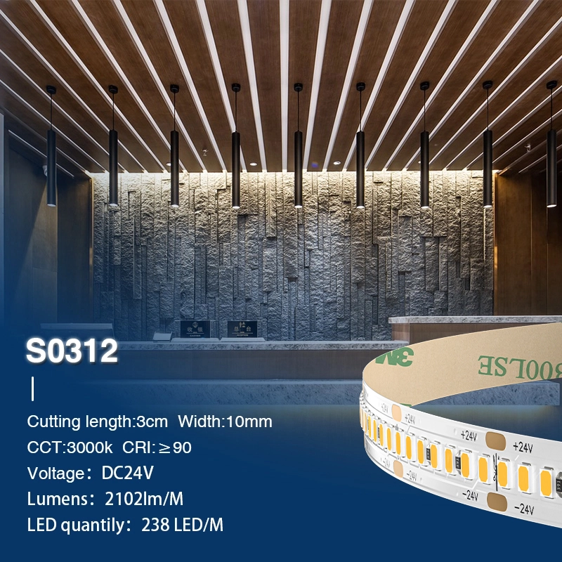 SMD 2835 3000K Ra90 IP20 20W/m 238LEDs/M LED Light Strip-Under Cabinet Lighting--S0312