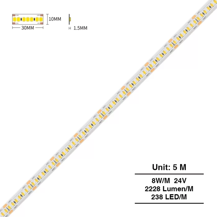 SMD 2835 4000K Ra90 IP20 20W/m 238LEDs/M LED Strip Lights-Loft LED Strip Lights--S0313