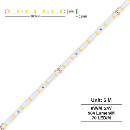 SMD 2835 4000K Ra80 IP44 8W/m 70LEDs/M LED Strip-Closet Lighting--S0402