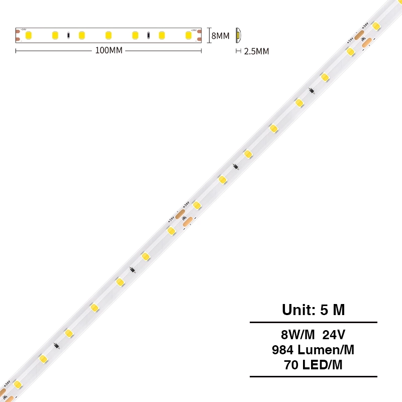 Home Decoration LED Light Strip/IP44/DC24V/8W/m /4000K/-KOSOOM-Cuttable Led Light Strips--S0402