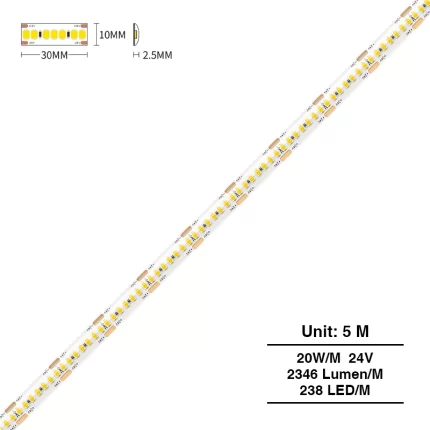 SMD 2835 3000K Ra80 IP44 20W/m 238LEDs/M LED Strip-Onder Kast LED Strip Verlichting--S0404