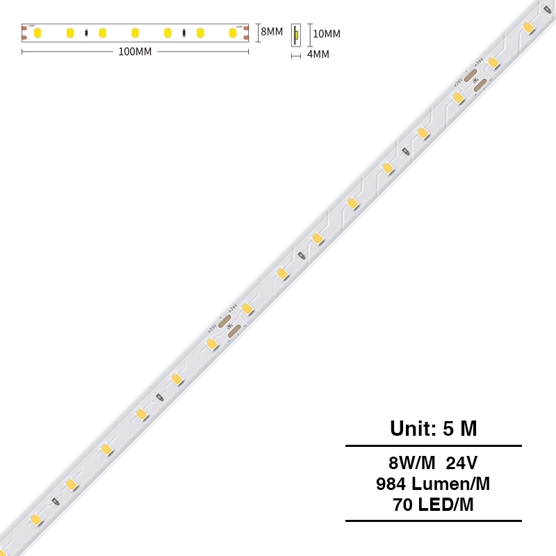 Soft light indoor LED light strip S0501 IP65/DC24V/8W/m /3000K/-Under Cabinet LED Strip Lighting--S0501