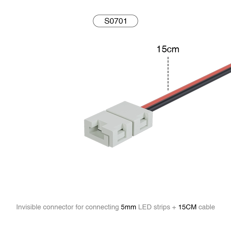 د رڼا پټې لوازم / د 5mm LED رڼا پټې + 15CM کیبل ته غیر مرئی نښلونکی / د 120 LEDS/MT-LED پټې رڼا نښلونکو لپاره مناسب--S0701