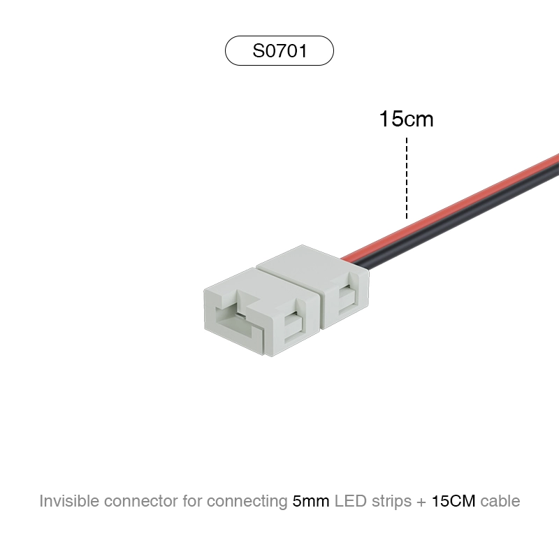 Accessoris de tira de llum/Conector invisible a tira de llum LED de 5 mm + cable de 15 cm/Adequat per a connectors de llum de tira de 120 LEDS/MT-LED--S0701