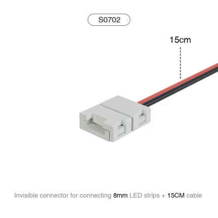 Taic / Connettore do-fhaicsinneach Striscia LED le 8 mm + Cavo da 15 cm / Adto gach 140 LED / MT-Accessories --S0702