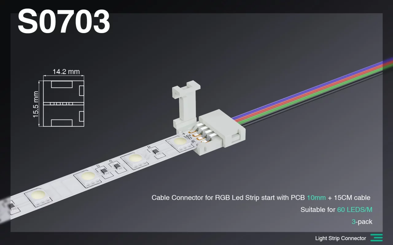 Lysstrimmeltilbehør/5MM dobbel klemkontakt for tilkobling av 2 LED-lysstrimler-LED-stripslyskontakt--S0703 01