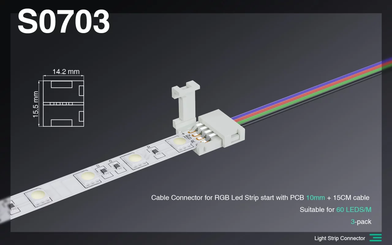 5 LED ਲਾਈਟ ਸਟ੍ਰਿਪਸ-LED ਸਟ੍ਰਿਪ ਲਾਈਟ ਕਨੈਕਟਰ--S2 0703 ਨੂੰ ਕਨੈਕਟ ਕਰਨ ਲਈ ਲਾਈਟ ਸਟ੍ਰਿਪ ਐਕਸੈਸਰੀਜ਼/01MM ਡੁਅਲ ਕਲੈਂਪ ਕਨੈਕਟਰ