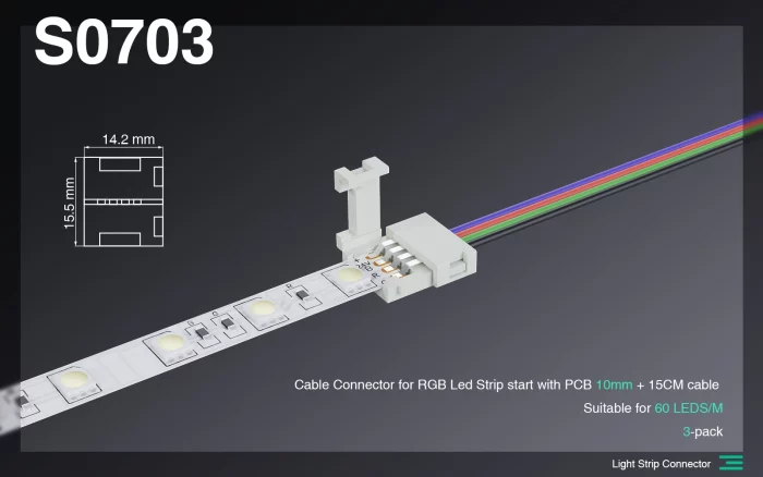 Goireasan stiall aotrom / ceanglaiche clamp dùbailte 5MM airson a bhith a ’ceangal 2 stiallan solais LED - Ceangalaichean solais stiall LED - S0703 01