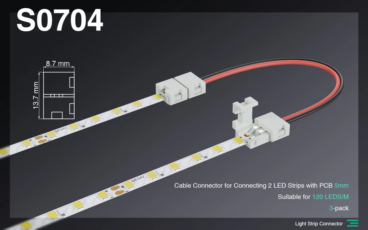 ライト ストリップ アクセサリ/2 つの LED ストリップと 5MM PCB を接続するためのコネクタ ケーブル/120 LED 用-LED ストリップ ライト コネクタ--S0704 01