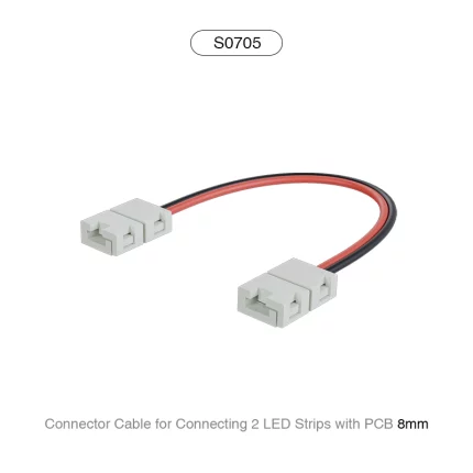 2 एलईडी स्ट्रिप्स को 8एमएम पीसीबी-एलईडी स्ट्रिप लाइट कनेक्टर्स के साथ जोड़ने के लिए कनेक्टर केबल - S0705