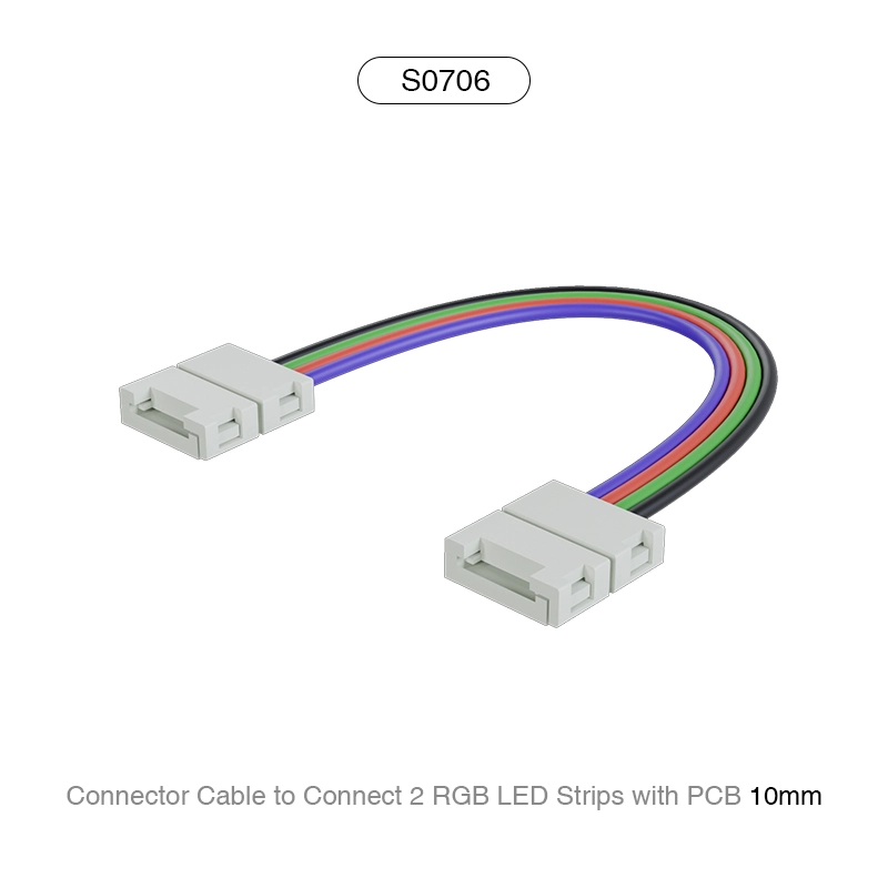 RGB LED લાઇટ સ્ટ્રીપ એક્સેસરી કનેક્ટર કેબલ PCB 10MM + 15CM કેબલથી શરૂ થાય છે/60 LEDs-LED સ્ટ્રીપ લાઇટ કનેક્ટર્સ માટે યોગ્ય--S0706