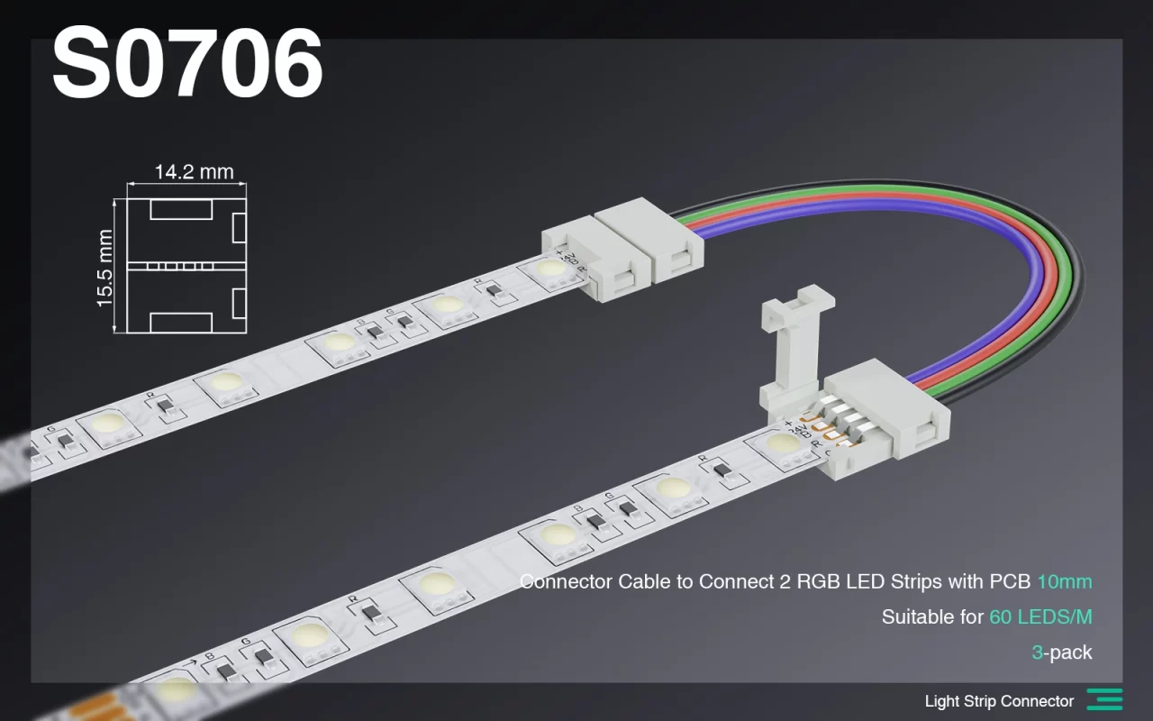 RGB LED Light Strip Accessory Connector Cable Starts with PCB 10MM + 15CM Cable/Suitable for 60 LEDs-Accessories--S0706 01