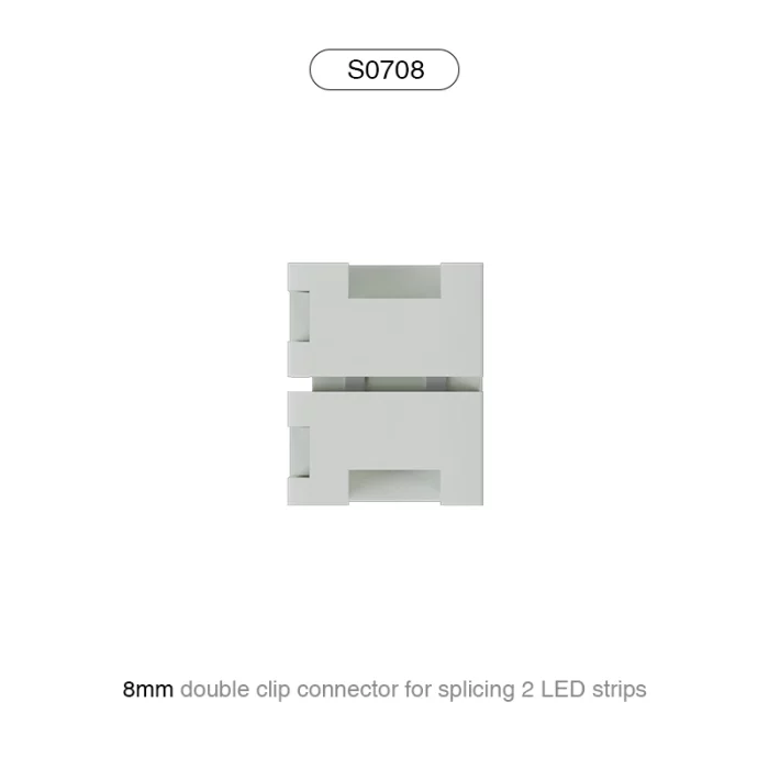 Conector de braçadeira dupla de 8mm para conectar 2 tiras de LED/acessórios-conectores de luz de tira de LED -- S0708