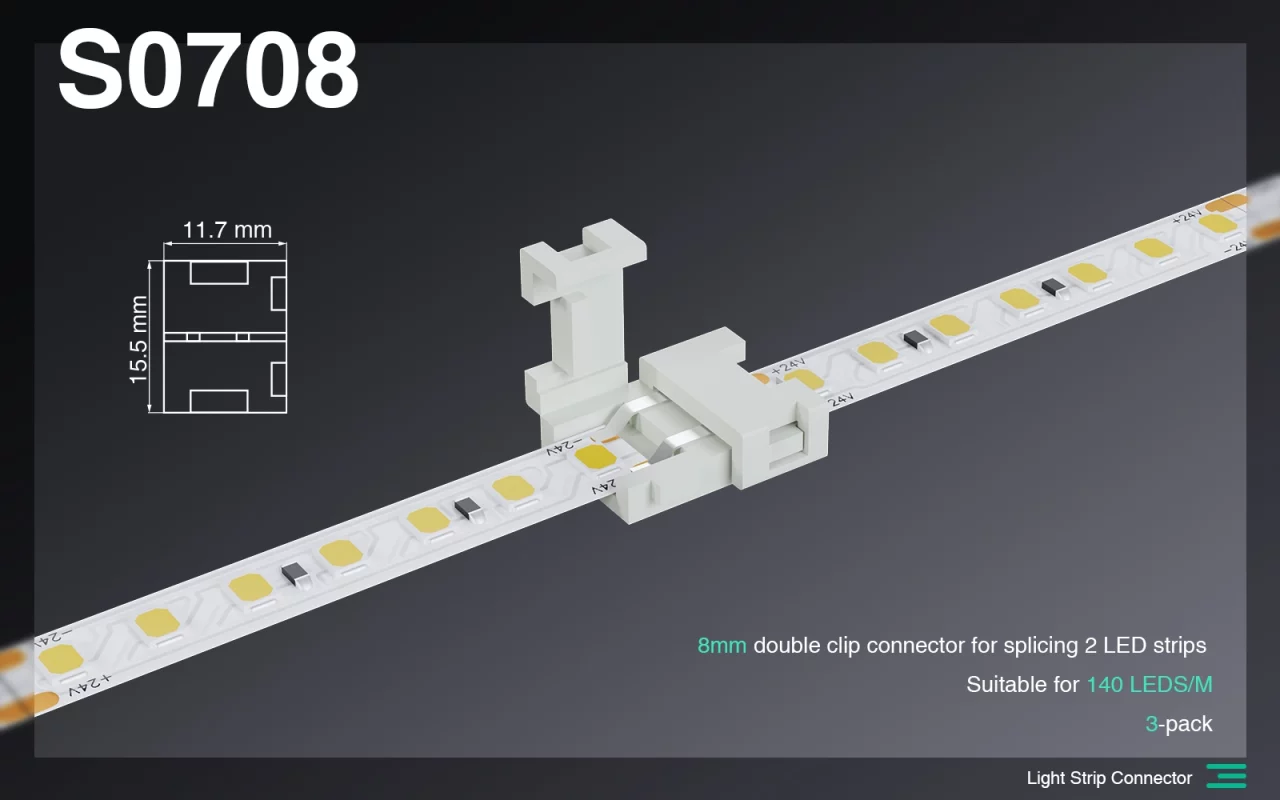 8MM Tuhono Rawhi Taarua Mo te Tuhono 2 Taapiri LED/Taapiri-Tuuhono Maama Tiihi Arama--S0708 01