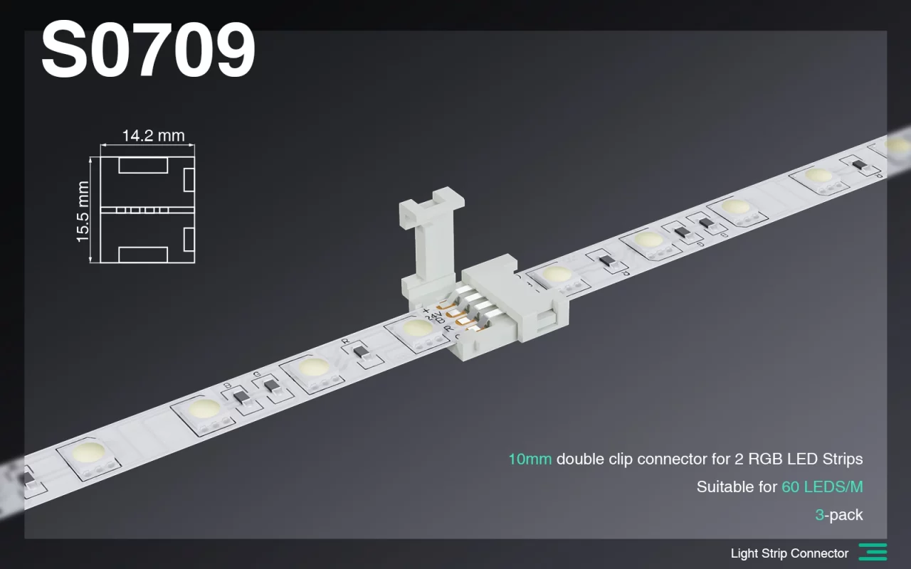 Kavo onnettore per il collegamento di 2 trisce LED RGB en PCB by 10 mm/per 60 LED/MT-LED Strip Light Connectors--S0709 01