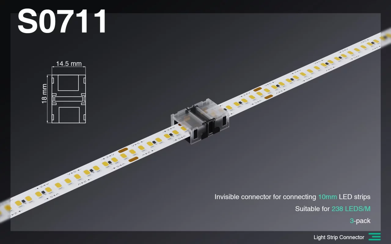Tilbehør/Usynlig koblingsforbindelse 10mm/2Pin LED-lyslist/Passer for 240 LEDS-Tilbehør--S0711 01