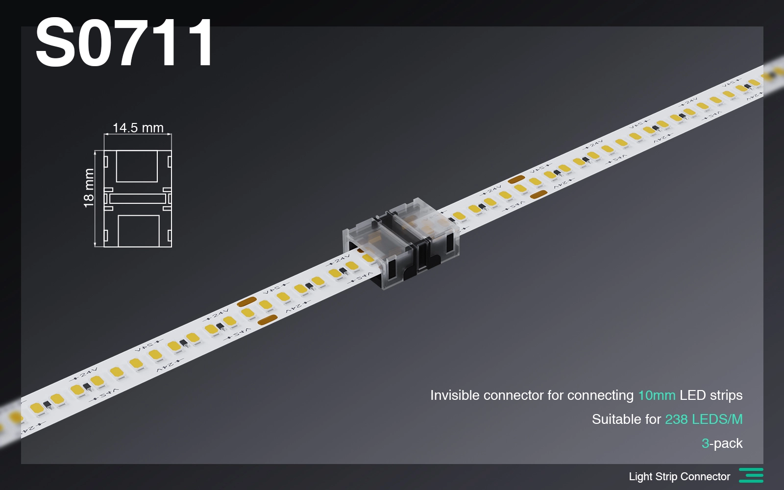 Lisävarusteet/Näkymätön liitinliitäntä 10mm/2Pin LED-valonauha/Sopii 240 LED:ille-Lisävarusteet--S0711 01