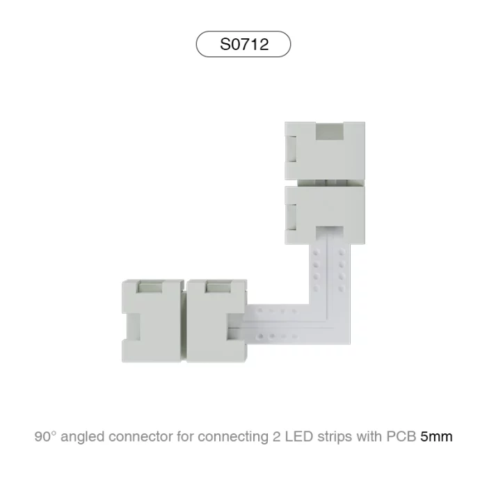 El conector en ángulo de 90° incluye 2 tiras luminosas a LED y PCB de 5 mm/adatto per 120 LED/accesorios para tiras luminosas-Conectores de luces de tira LED--S0712