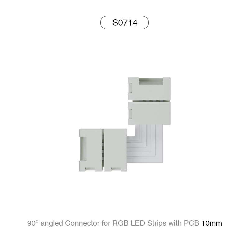 90 Grada Angula Konektilo por RGB LED Strio kun 10MM PCB/Taŭga por 60 LED-Akcesoraĵoj--S0714