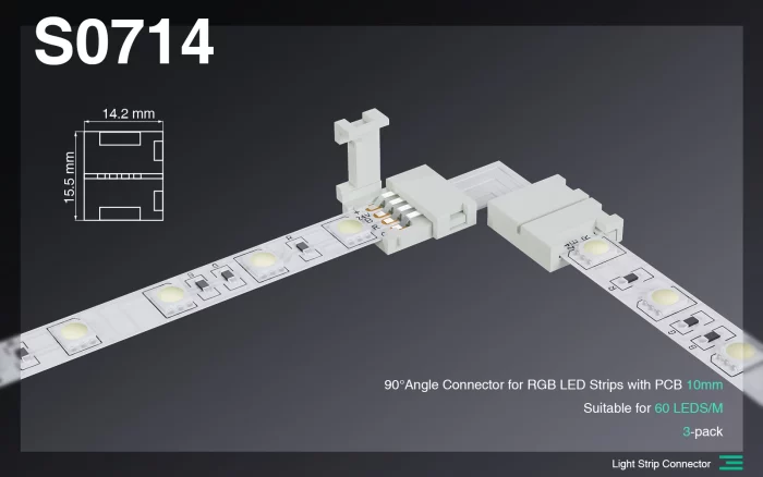 90 Degree Angle Connector for RGB LED Strip with 10MM PCB/Suitable for 60 LEDs-LED Strip Light Connectors--S0714 01