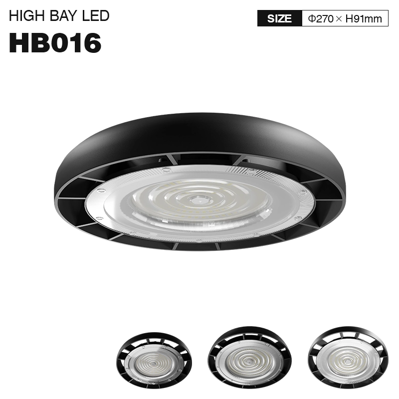 HB016 UFO light 100W/10000lm/Black Design/120° Beam/6500K - Suitable For Large Space Lighting-LED High Bay Lights 200W--01