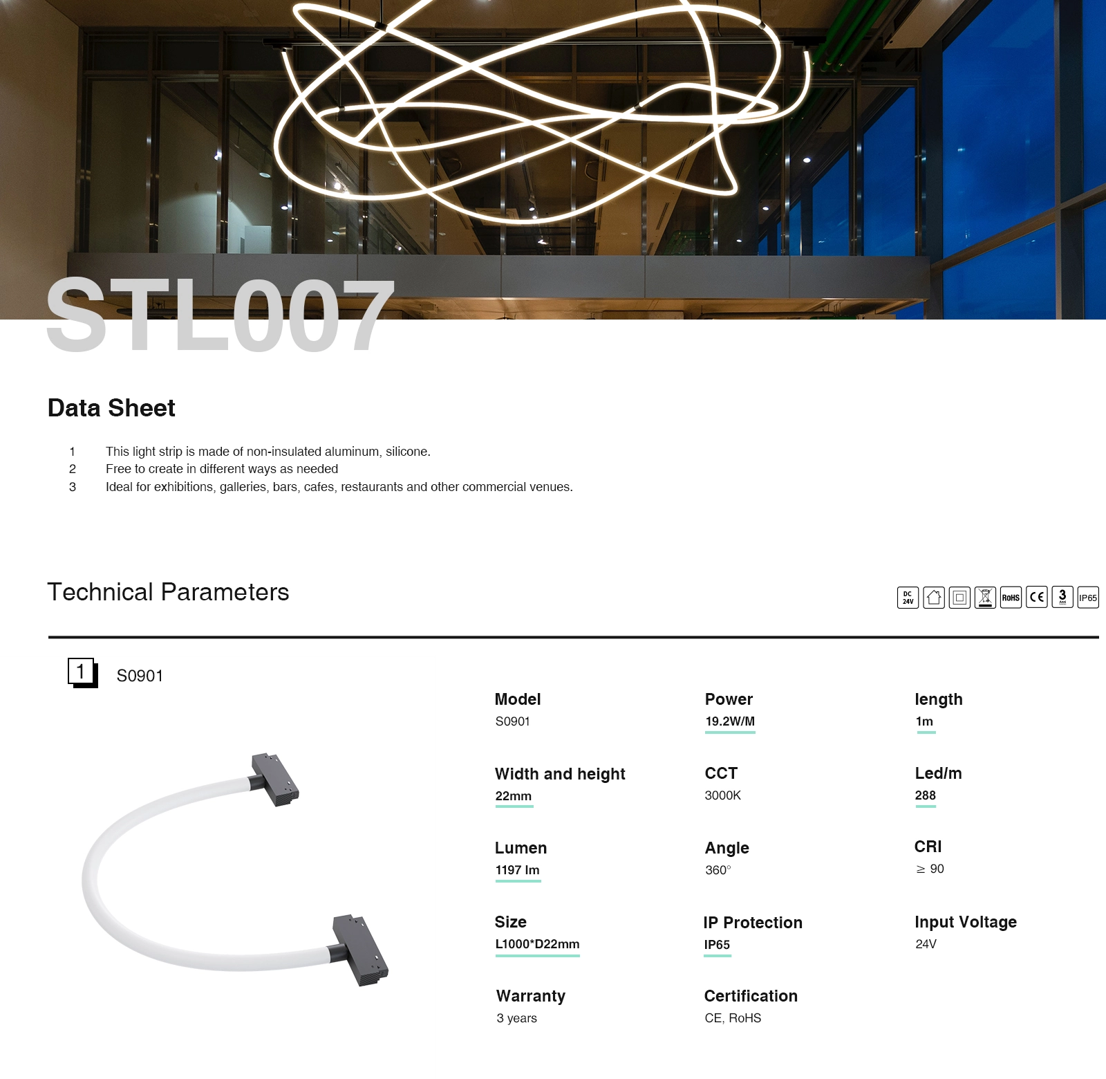 IP65 högkvalitativ silikon LED-ljusremsa 4000K hembelysning-KOSOOM-24W LED Downlight--1