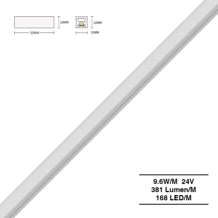 Solais stiall neon 3000K Ra90 IP65 9.6W / m 168LEDs / M L50000 * W10 * H10mm-3000k Solas stiall LED - S0801