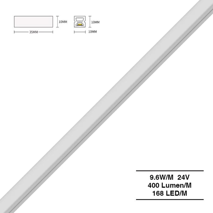 Neoniniai juostiniai šviestuvai 4000K Ra90 IP65 9.6W/m 168LED/M L50000*W10*H10mm-lubų LED juostiniai šviestuvai--S0802