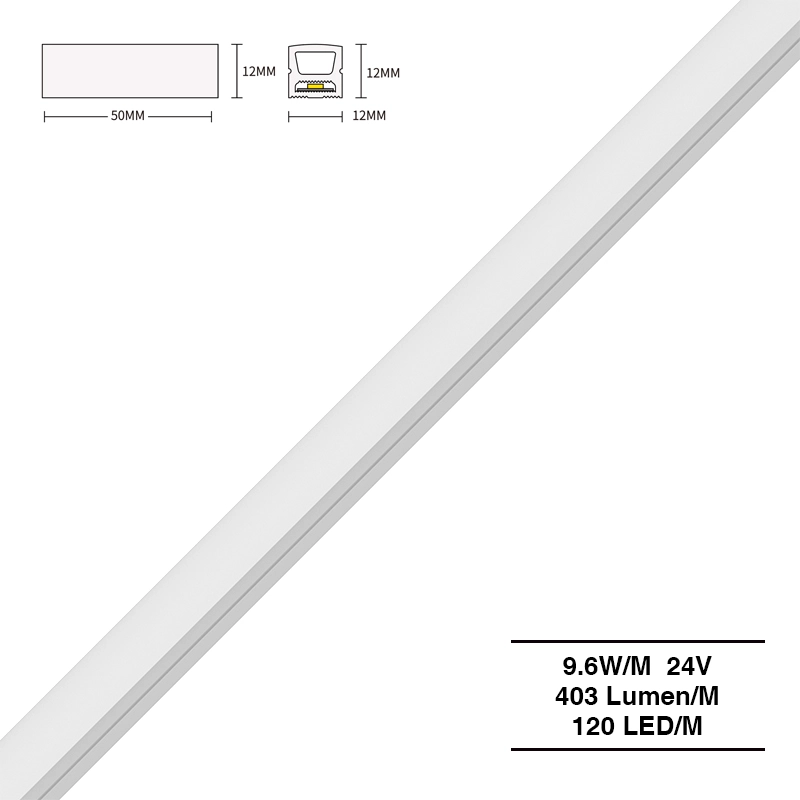 Lampu Strip Neon 3000K Ra90 IP65 9.6W/m 120LED/M L50000*W12*H12mm-Lampu Strip LED Neon--S0803