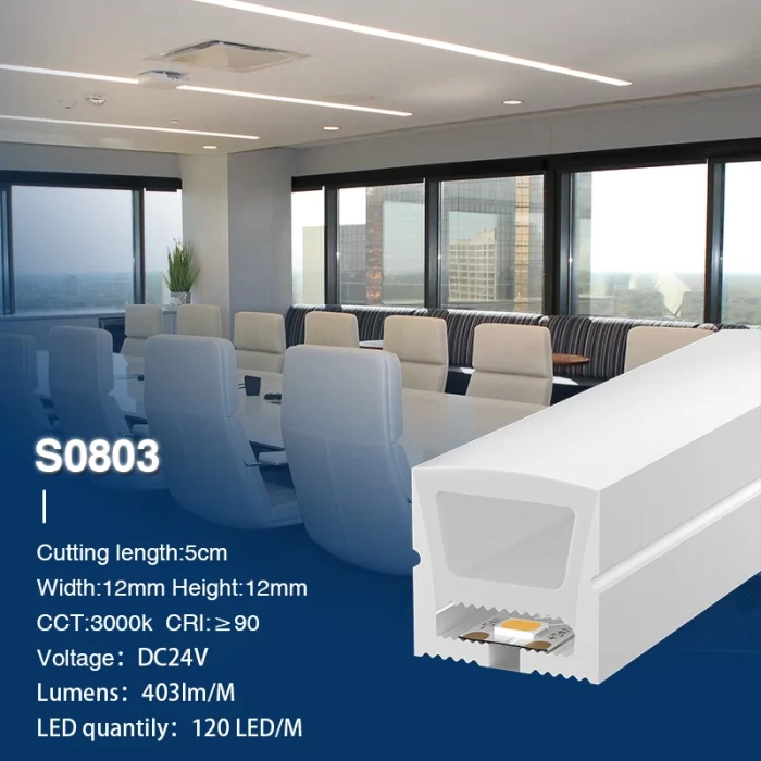 د نیون پټې څراغونه 3000K Ra90 IP65 9.6W/m 120LEDs/M L50000*W12*H12mm-اوږدې LED څراغونه-S0803