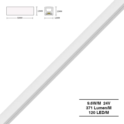 Fa'ailoga ta'ita'i neon 4000K Ra90 IP65 9.6W/m 120LEDs/M L50000*W12*H12mm-Fofola Ta'ita'i Molī Ta'ita'i--S0804