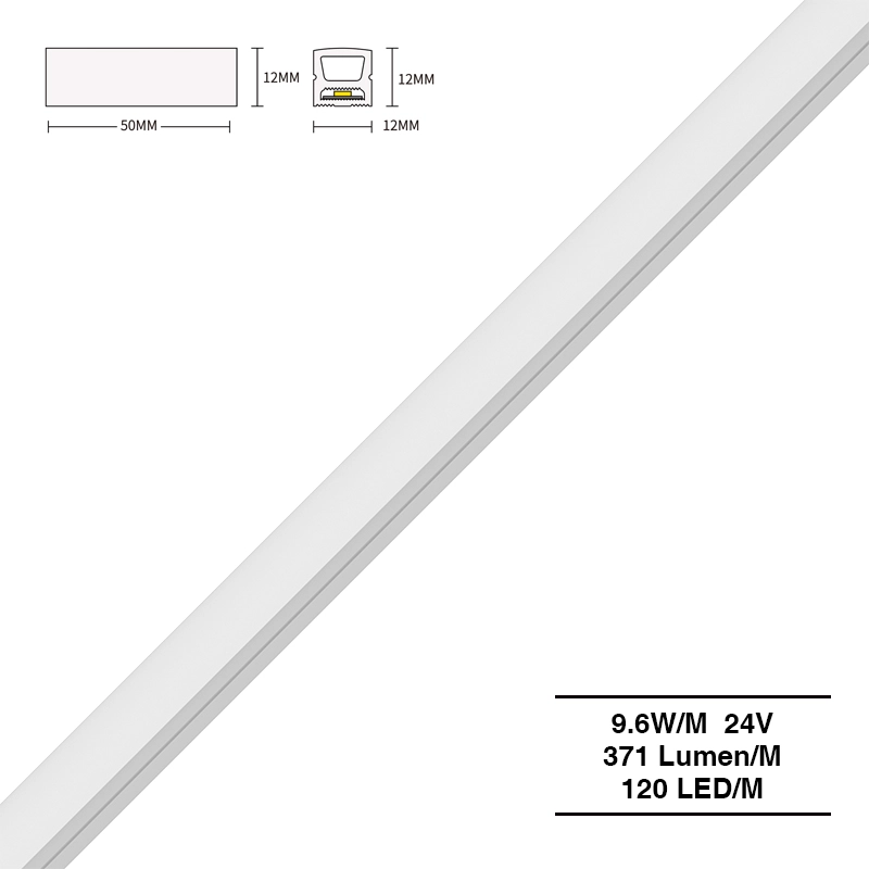 Neoninė LED juostelė 4000K Ra90 IP65 9.6W/m 120LED/M L50000*W12*H12mm-grindų LED juostiniai šviestuvai--S0804