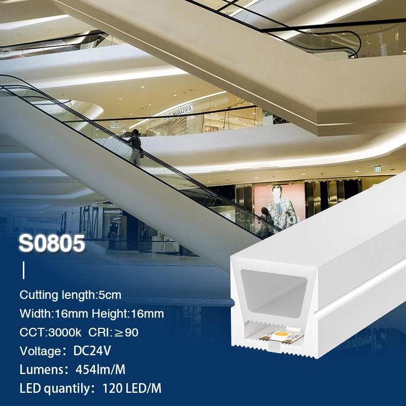 Tira de llum de neó 3000K Ra90 IP65 9.6W/m 120LEDs/M L50000*W16*H16mm-Il·luminació de supermercat --S0805