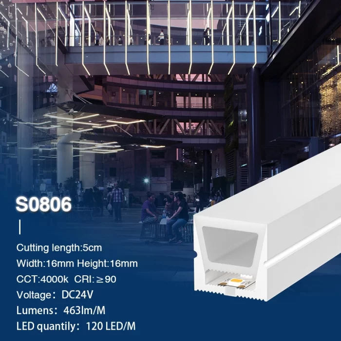 د نیون LED پټې څراغونه 4000K Ra90 IP65 9.6W/m 120LEDs/M L50000*W16*H16mm-2835 LED Strip--S0806