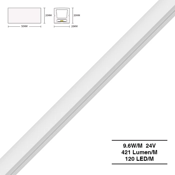 Bandă neon 3000K Ra90 IP65 9.6W/m 120LED-uri/M L50000*W20*H20mm-3000k LED bandă--S0807