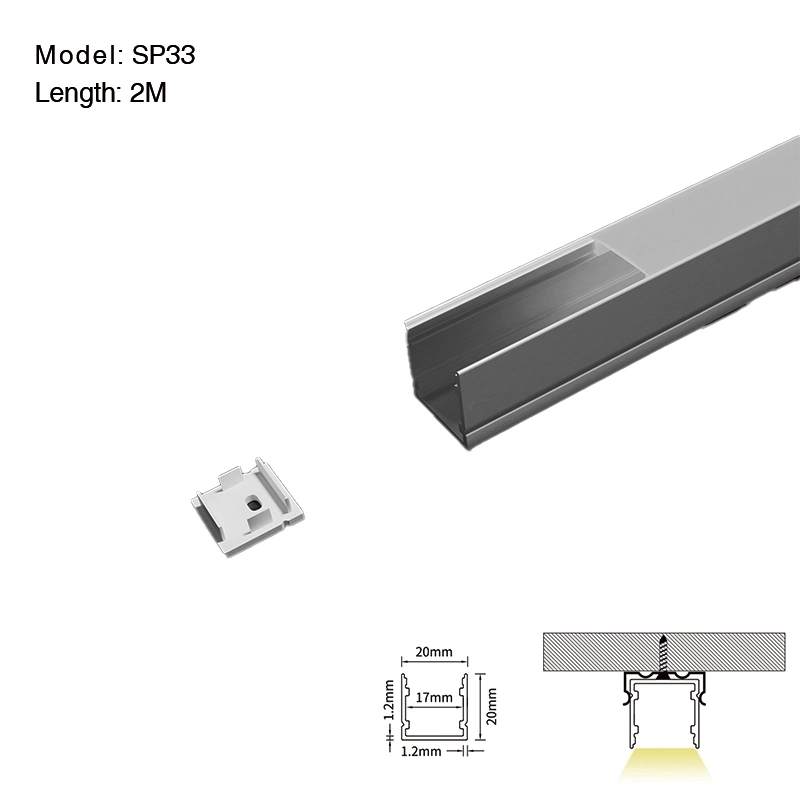 LED Aluminum Channel L2000×20×20mm - SP33-Recessed LED Channel--01