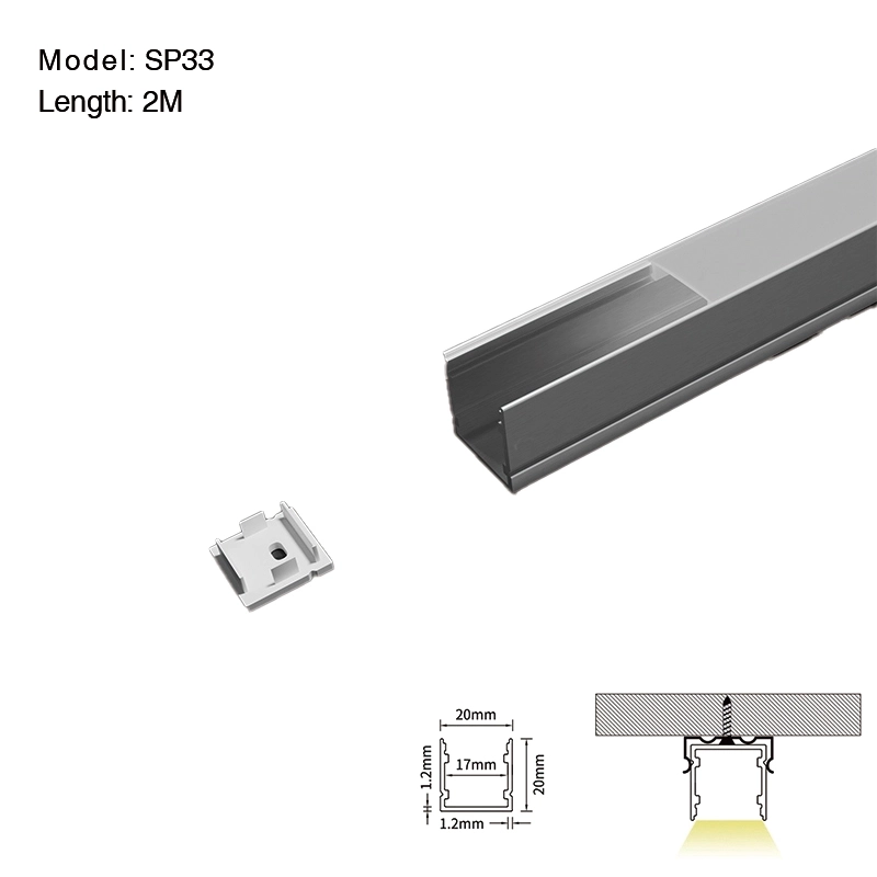 LED aliuminio kanalas L2000 × 20 × 20 mm - SP33 - lubų LED kanalas - 01