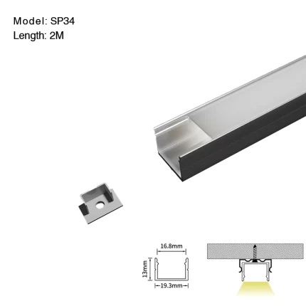 قناة ألومنيوم LED L2000 × 19.3 × 13 مم - SP34 - قناة LED مثبتة على السطح - 01