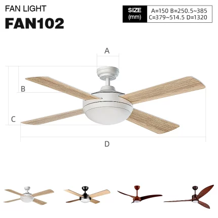 Ventilatori da soffitto con luce 30W CA 220-240V 50/60Hz 3000-5700k Angolo del fascio 160° - Ventilatore da soffitto con telecomando da 52 pollici con luce--01