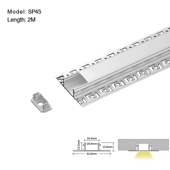 Profil LED L2000×61.8×13.8mm - Saluran LED Tersembunyi SP45--01