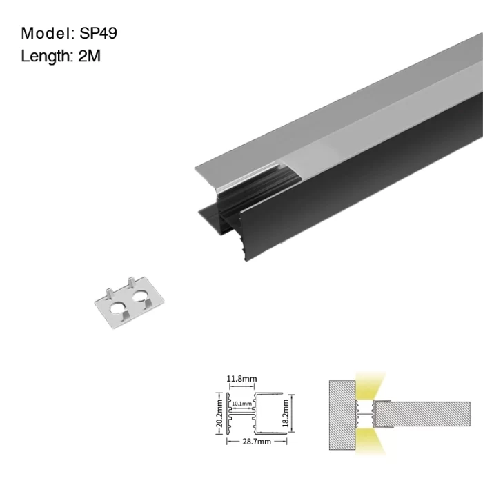 LED অ্যালুমিনিয়াম চ্যানেল L2000×28.7×20.2mm - SP49-LED প্রোফাইল--01
