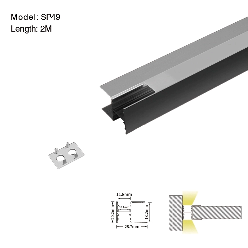 Ọwa LED Aluminom L2000 × 28.7 × 20.2mm - Profaịlụ SP49-LED--01