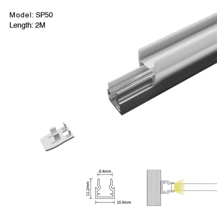 LED aliuminio kanalas L2000 × 10.9 × 11.2 mm - SP50-LED profilis--01